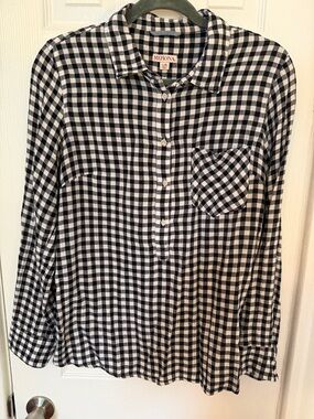Merona Black and White Gingham Flannel Shirt